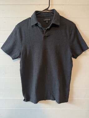 Banana Republic Men's Charcoal Grey Textured Stripe Polo Shirt Size Small